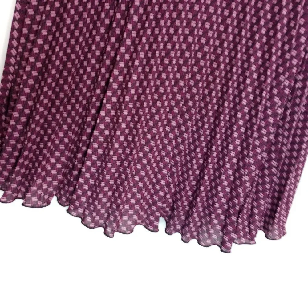 Banana Republic Maroon Geometric Print Pleated Shirt Dress